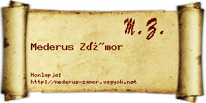 Mederus Zámor névjegykártya